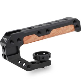 LEFTFOTO Top Handle Quick Release Handgrip for Camera Cage Rig with 3/8" ARRI Locating Pins, Anti-Off Designed Wood & Metal Grip