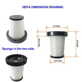 2 Pack Hepa Filters Replacement Compatible with CHEBIO A16 Cordless Vacuum, Washable and Durable Filters Works with CHEBIO and QIKCLN VC06 Stick Vacuum.