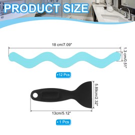 PATIKIL Badewanne Anti-Rutsch Aufkleber 18x1,3 cm, 12er Pack S-Form Sicherheits Dusche Grund Anti-Rutsch Aufkleber mit Klebepunkten Schaber für Badewanne Dusche Grund Treppe, Blau