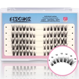 Bluesmurfs Individual False Lash, Cat Eye & Foxy Eye Lashes, DIY Faux Mink Natural Look Fake Eyelashes, 70 Individual Lash Clusters, 8-16mm