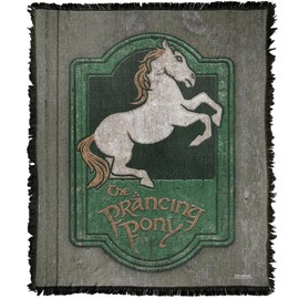 LOGOVISION The Lord of The Rings Blanket, 50"x60" Prancing Pony Sign Woven Tapestry Cotton Blend Fringed Throw Blanket