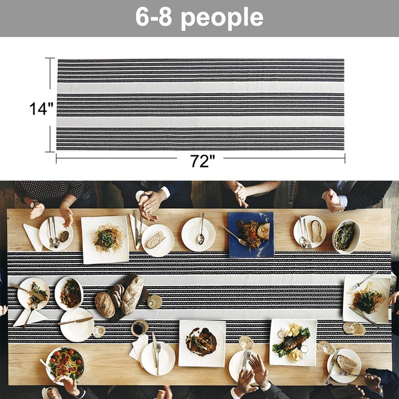 PiccoCasa Table Runner, 100% Cotton Dining Table Runner 33x183 Cm/14"x72",