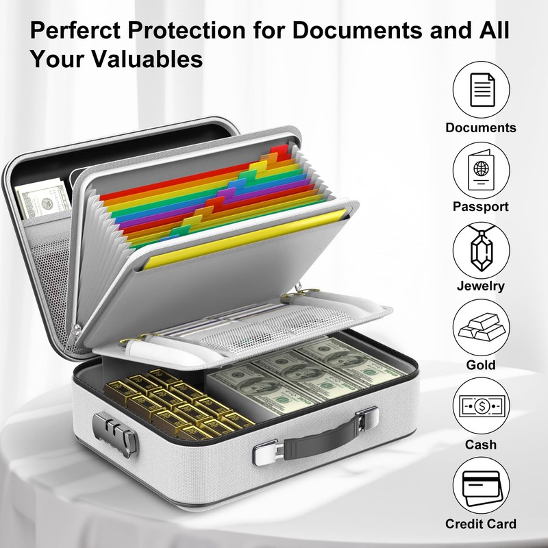 COLCASE Fireproof Document Box, Hard Case Fireproof File Organizer with