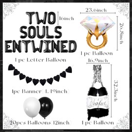 LaVenty Two Souls Entwined Banner Sign Goth Wedding Decoration Banner Gothic Letter Emo Engagement Party Proposal Romantic Love Quote