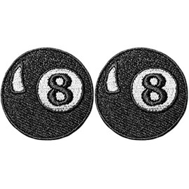 Ranger - Juego de 2 piezas pequeñas y lindas mini ocho 8 bolas de billar para piscina, letrero retro, logotipo, emblema, calcomanía decorativa de reparación para disfraz, parches bordados para