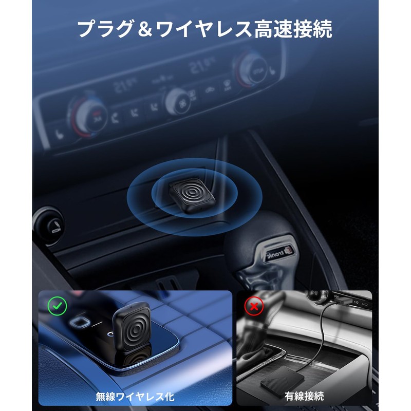JESIMAIK MINIUltra Wireless CarPlay & Android Auto Adapter, Wireless Connection,