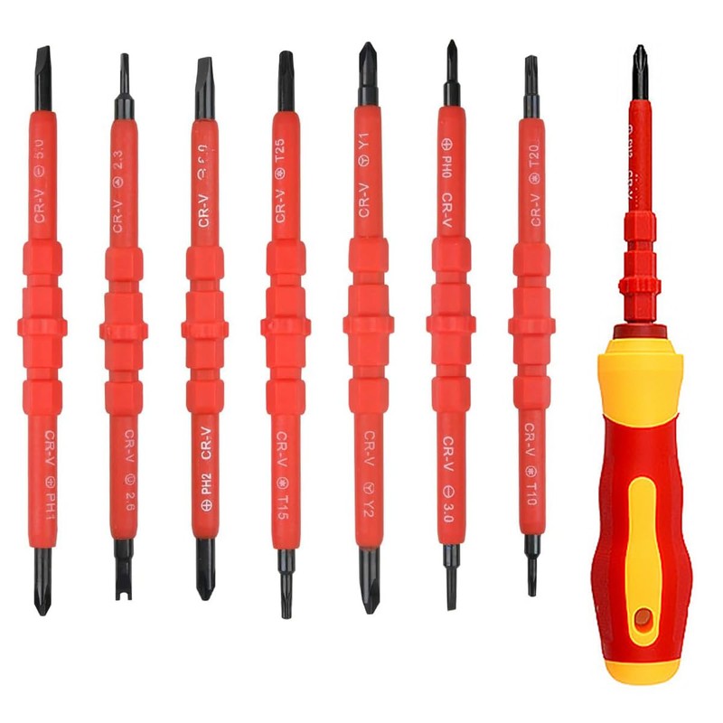 POFET Insulated Screwdriver Set 14 in 1 Multifunctional Compact Electrician
