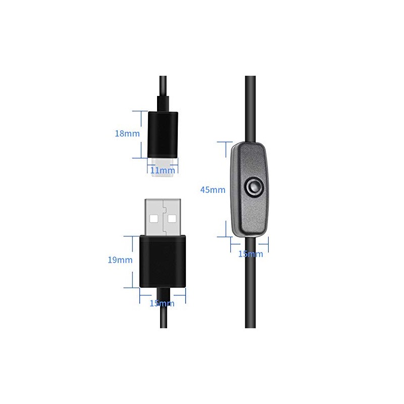 JacobsParts 3A USB Type C Cable On/Off Power Button Switch