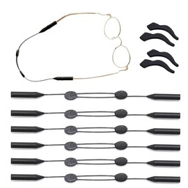 YOOUMI 6 Pcs Sports Glasses Strap, Glasses Lanyard, Unisex Eyewear String, Sports Anti Slip Eyewear Straps, Sunglasses Holder Strap, Adjustable Anti Slip Lanyards, Black (Black)