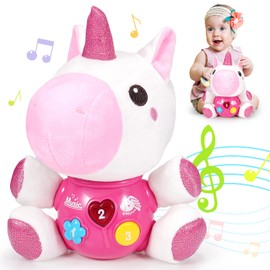 Toyzey Musical Unicorn Toys for 1 2 3 Year Old Girls, Baby Toys 6 9 12 Months Unicorn Gifts for Girls Age 1 2 3 Tummy Time Soft Toys Baby Girls Gifts 6-12 Months Montessori Toys for 1 Year Old Girls