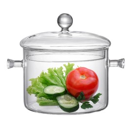 50 FL OZ Glass Saucepan Simmer Pot for Stove Potpourri Clear Pots with Lid for Cooking Borosilicate Glass Cookware for Pasta Noodle Soup Milk Baby Food(clear)