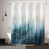 Yanutan No Hook Shower Curtain,Teal Forest Double-Layered Shower Curtain with