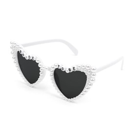 AMCAMI Bride to Be Pearl Sunglasses White Heart Shape Glasses Bride Accessories Bachelorette Party Favors