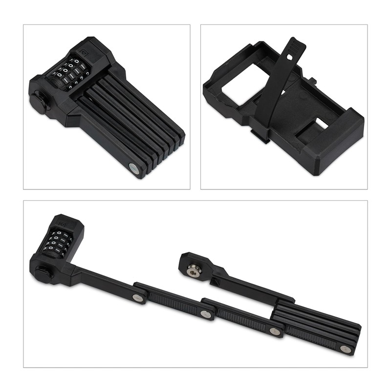 Relaxdays Folding Lock Bicycle Frame Bracket 65cm Link Lock for