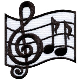 Musical notes G clef eighth music scale classical embroidered applique iron-on patch by TKPatch