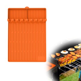 Generic Silicone Grill Mat for Blackstone, Side Shelf Mat Grill Pad for Outdoor Grill, Silicone Spatula Mat with Drip Pad Blackstone Griddle Accessories for Outdoor Grill Kitchen Countertop, Orange