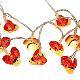 Ladybugs Fairy String Lights, 20 Red LEDs 6.6ft Copper Wire Battery Powered Best Decoration Lights For Party,Wedding,Bedroom,Library,Study,Room,Home
