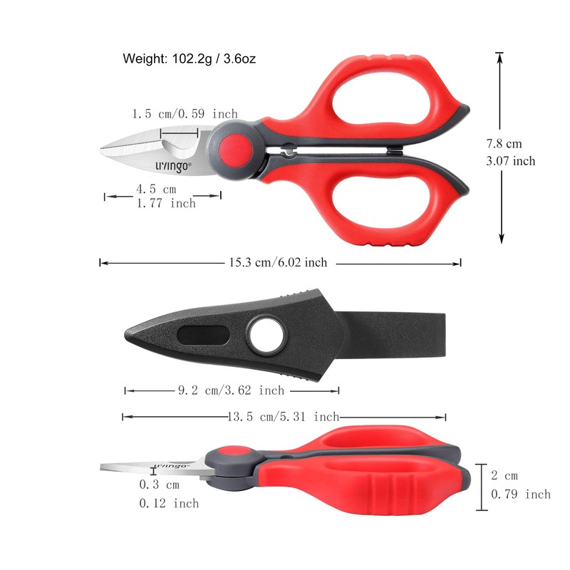 LIVINGO 6" Multi-Purpose Electrician Scissors : Professional Heavy Duty Comfortable