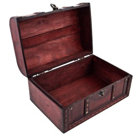 Caribe Treasure Chest with Lock and Key Wooden Chest 28 x 19 x 15 cm Ideal as a Gift Box for e.g. Wedding and Birthday