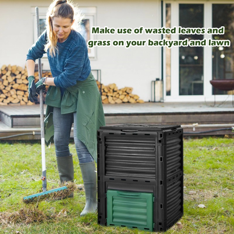 Costway Large Outdoor Compost Bin 80 Gal for Kitchen Waste