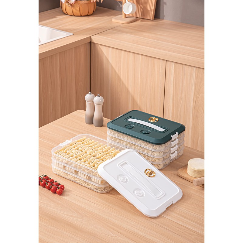 LOEZ 4-Layer Food Storage Container, Stackable Snack Container with Lid,