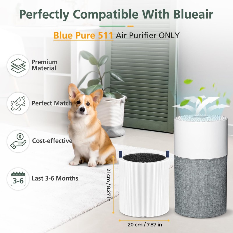Blue Pure 511 Replacement Filter Compatible with Blueair Blue Pure