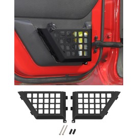 Metal Rear Door Storage Pockets Box for 2011-2017 Jeep Wrangler JK JKU 4 Door, 2pcs Door Side Insert Organizer Net Pocket Replacement for Jeep Wrangler JK, Interior Door Storage Expansion Accessories