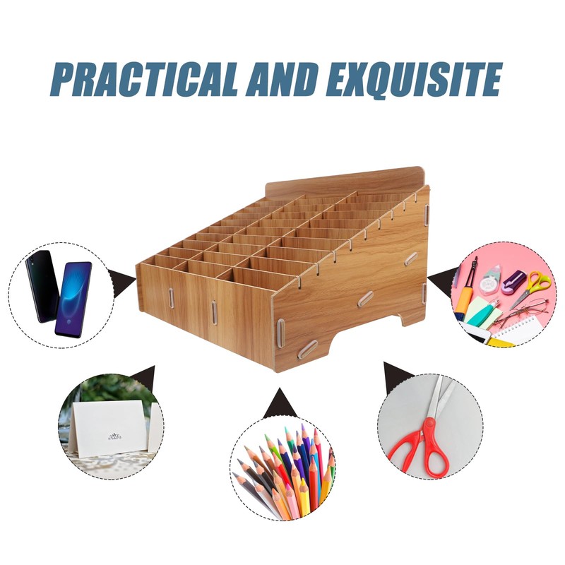 Cabilock 30 Grid Wooden Mobile Phone Storage Box Cell Phone
