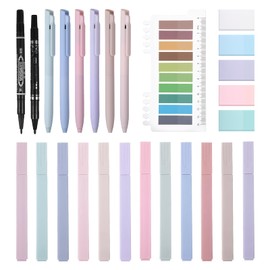 218Pcs Book Annotation Kit, Sticky Notes Annotation Tabs with Highlighers, Book Tabs Aesthetic Highlighters Gel Pens Set for School Office, Transparent Sticky Note Index Tabs for File Classification