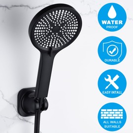 BSTIIU Handheld Shower Head Holder, Adhesive Showerhead Bracket, Angle Adjustable Shower Wand Holder Wall Mounted, Black