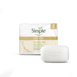 Simple Pure Soap Oatmeal Bar Twin Pack (2 x 100g) – Fragrance Free Soap for Sensitive Skin – Gentle Cleansing for Eczema & Rosacea Prone Skin