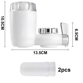 Tap Filter, Ceramic Activated Carbon Composite Filter Element, Comes with 2 Filter Elements, Can Remove Harmful Substances such as Lead, Chlorine, Sand, Heavy Metals, Suitable for Kitchens and