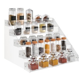 VAEHOLD Acrylic Spice Rack, 5 Tier Clear Organizer for Cabinet, Vertical Spice Rack Kitchen Organizer Shelf for Countertop (5 Tier 12‘’L)