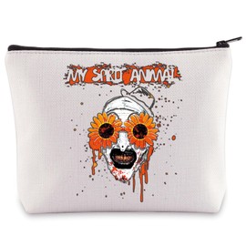 BWWKTOP Clown Movie Cosmetic Makeup Bag Movie Fans Gifts Horror Movie Zipper Pouch For Women Girls, sunflower M bag w, Bag