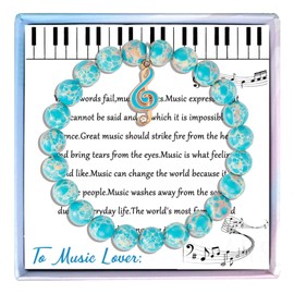 MollyQueen Music Bracelet Music Lovers Gifts for Music Teacher Student Musicians Jewelry Inspirational Gift (Blue Music Bracelet)