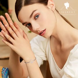 LIKGREAT Adjustable World Peace Symbol Bracelet for Women Stainless Steel Pendant Box Chain 1970s Jewelry (silver)
