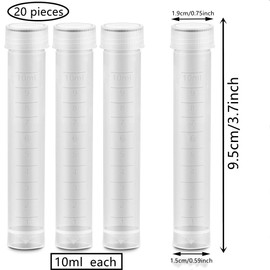 HUAZIZ Pack of 20 Sample Tubes 10 ml with Lid and Graduated Markings, Plastic Cryo Tubes Test Tube Test Tube for Laboratory and Hospital