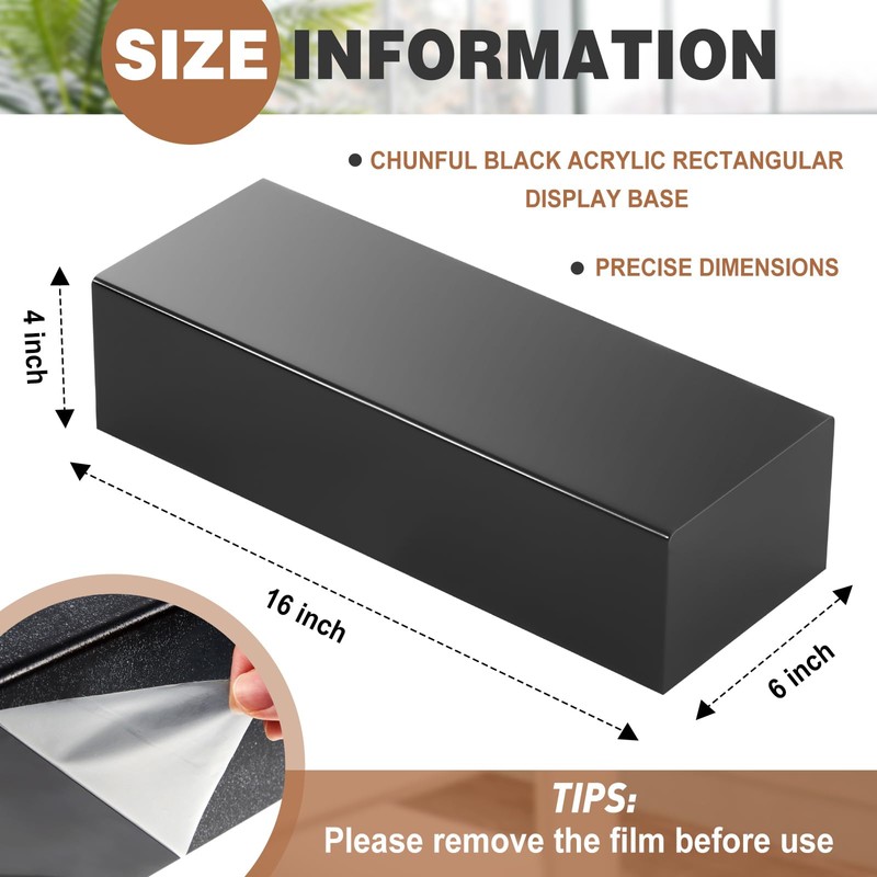 Chunful Black Acrylic Display Box Riser Trophy Base Acrylic Pedestal