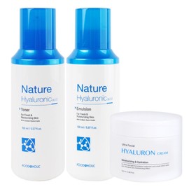 Foodaholic Nature Hyaluronic Acid 3-in-1 (Toner + Emulsion + Cream) / Highly Moisturizing Skin / 푸드어홀릭 네이처 히알루론산 3종(토너+에멀전+크림) 수분충전 고보습 스킨