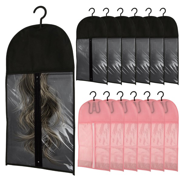 LDXDRU 12Pcs Wig Storage Bags With Hanger, Extra Long Wig