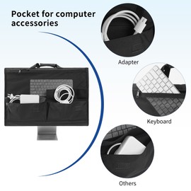 KISLANE Adjustable Travel Carrying Case for 24''~27'' Desktop Monitor(Universal), Protective Storage Bag for iMac Monitor Dust Cover with Carry Handle for 24 & 27 inch iMac Screen and Accessories(