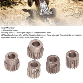 48P Pinion Gear, 7075 Aluminium Alloy 1/10 RC Pinion Gear 15T 16T 17T 18T 19T Pinion Motor Gear Fit for 5mm Shaft, Stable Operation 48DP Motor Pinion Gear with L Shaped Wrench