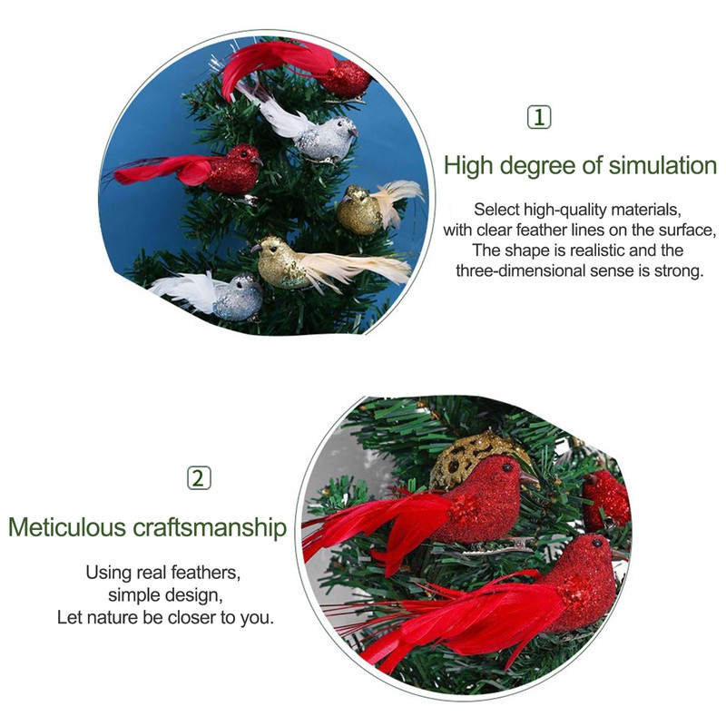 12 PCS Simulation Bird Silver Mini Birds for Home Decoration