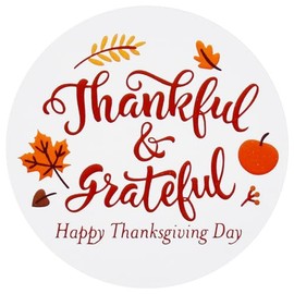 BEISHIDA 60pcs Thanksgiving Round Stickers, Fall Thankful Gift Tags Stickers, Fall Leaves and Pumpkin to and from Label Tags, Envelope Seals for Candy Bags, Gift Wrapping, Party Favors DIY Craft