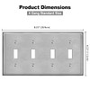 BESTTEN 4 Gang Toggle Switch Metal Wall Plate with Ｗhite