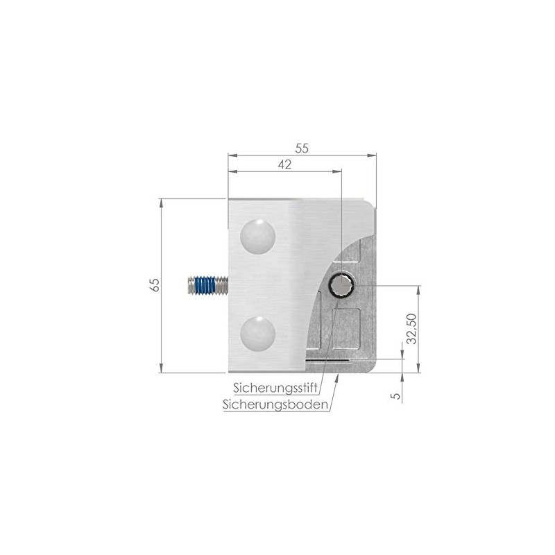 Glass Clamp Model 35, with AbZ, Flat Connection, V2A for