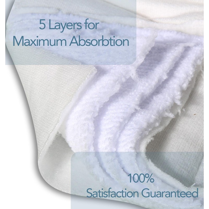 5 Öko-Bambus-Baumwolle, elastische Einlagen für Babywindeln, sehr saugfähig, wiederverwendbar, 5