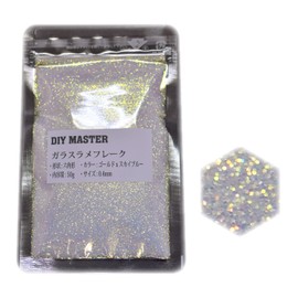 DIY MASTER Glass Glitter Flakes (Polarized) Gold x Sky Blue 0.4mm 50g