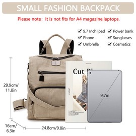 RAVUO Mini Backpack Purse, Women Faux Leather Shoulder Bag Fashion Bag Three Ways to Carry Beige