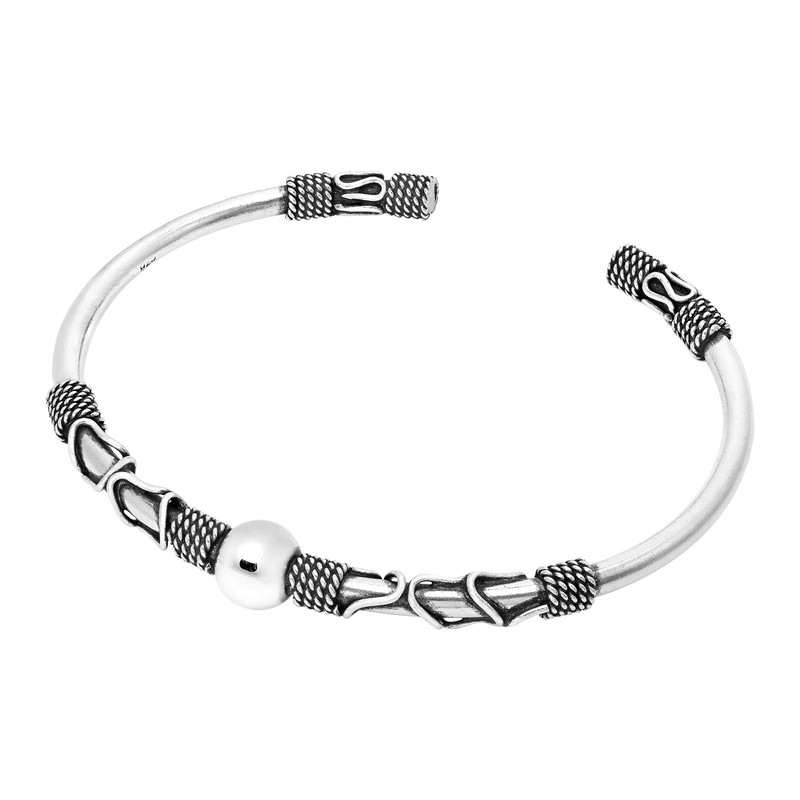 Balinese Weaving .925 Sterling Silver Open Ended Adjustable Cuff Bracelet